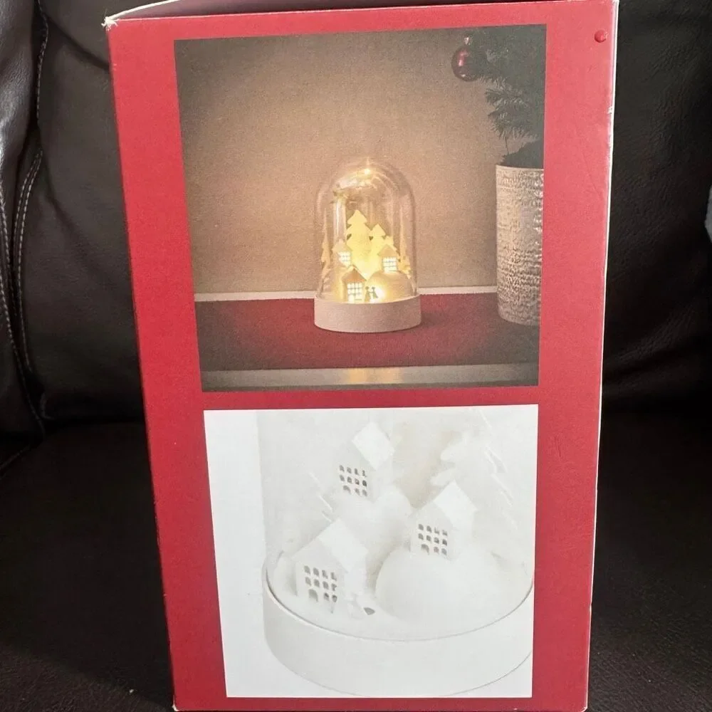 IKEA Strala White LED Snow Globe Dome Village
